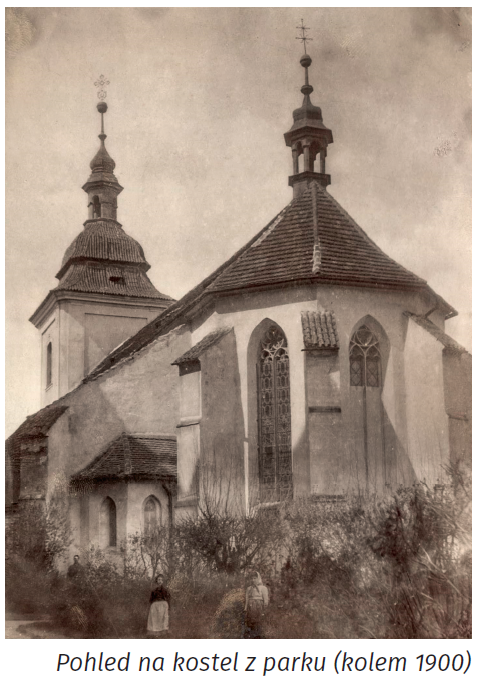 Pohled na kostel z parku (kolem 1900)